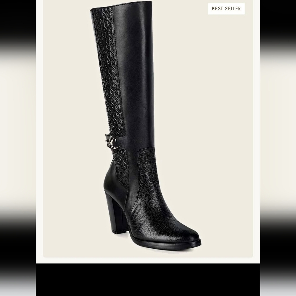 FRANCO CUADRA Women's Black High-Heel Tall Deer Leather Boots